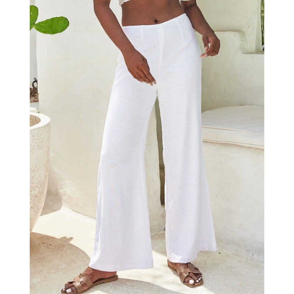 Kenny Flowers White Wide-Leg Flare Pants